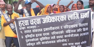 हरवा–चरवाको अधिकार माग्दै मधेस भवन अगाडि एक सातादेखि धर्ना जारी