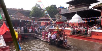 जनैपूर्णिमामा पाटनको कुम्भेश्वर मन्दिरमा भक्तजनको घुइँचो